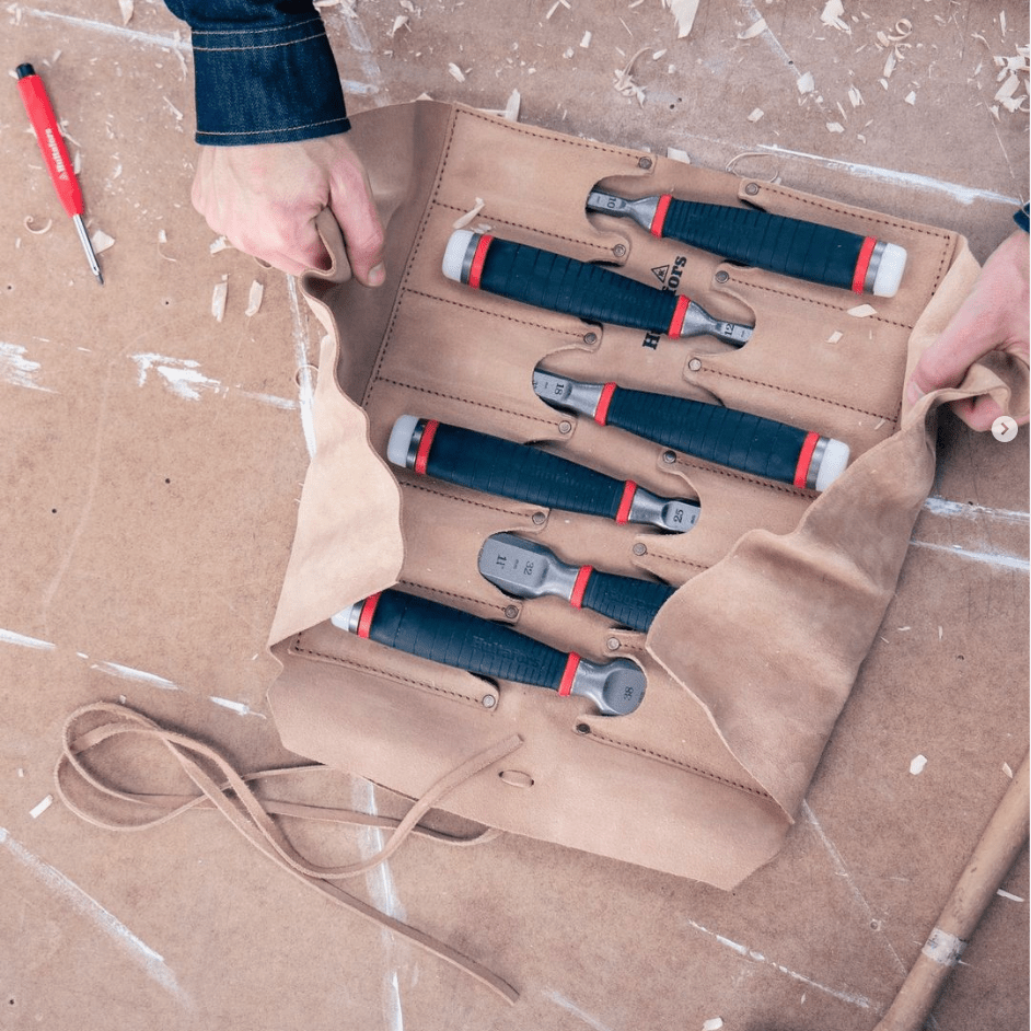 Hultafors | Heavy - Duty Chisel Set & Leather Roll (40, 32, 25, 20mm) - HultaforsTF Tools Ltd
