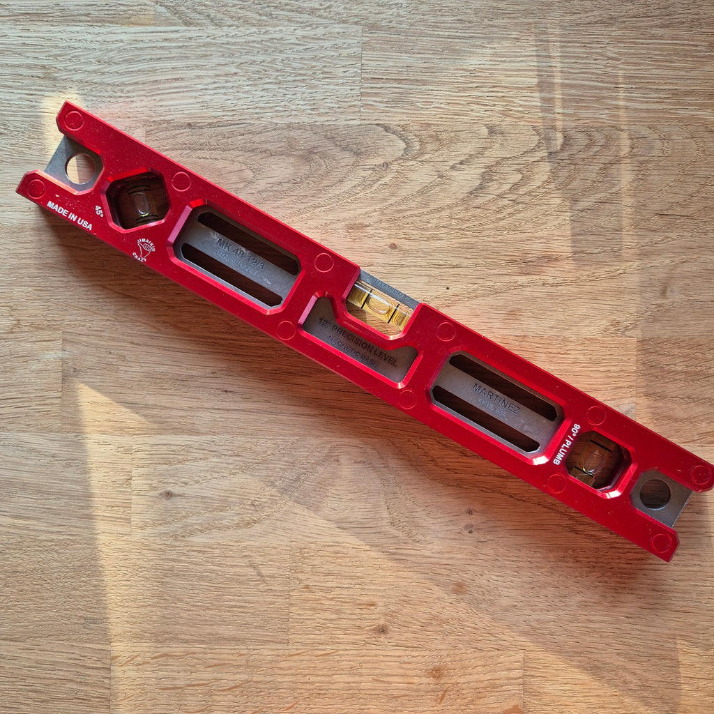 Martinez Tools |  12" Titanium Top View Level (Seconds) Red