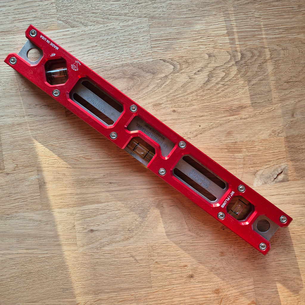 Martinez Tools |  12" Titanium Top View Level (Seconds) Red