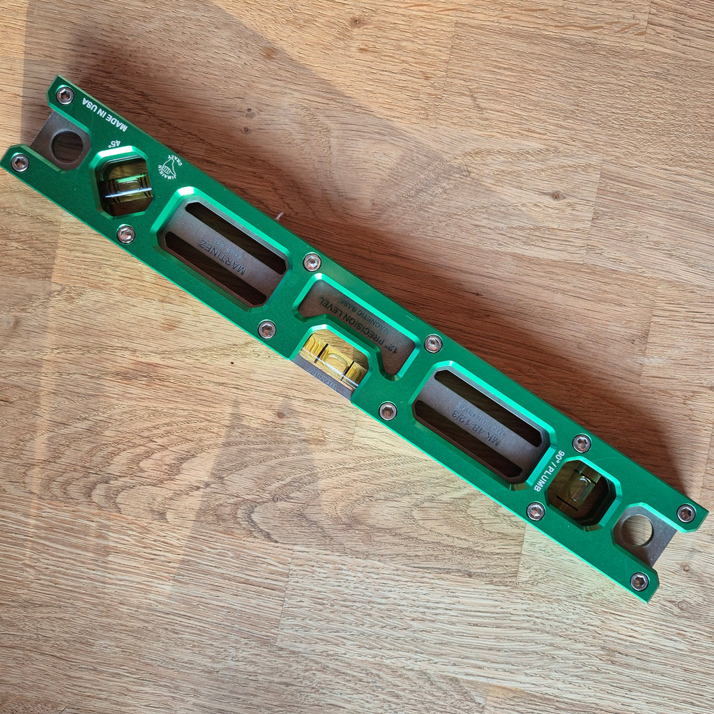 Martinez Tools |  12" Titanium Top View Level (Seconds) Green