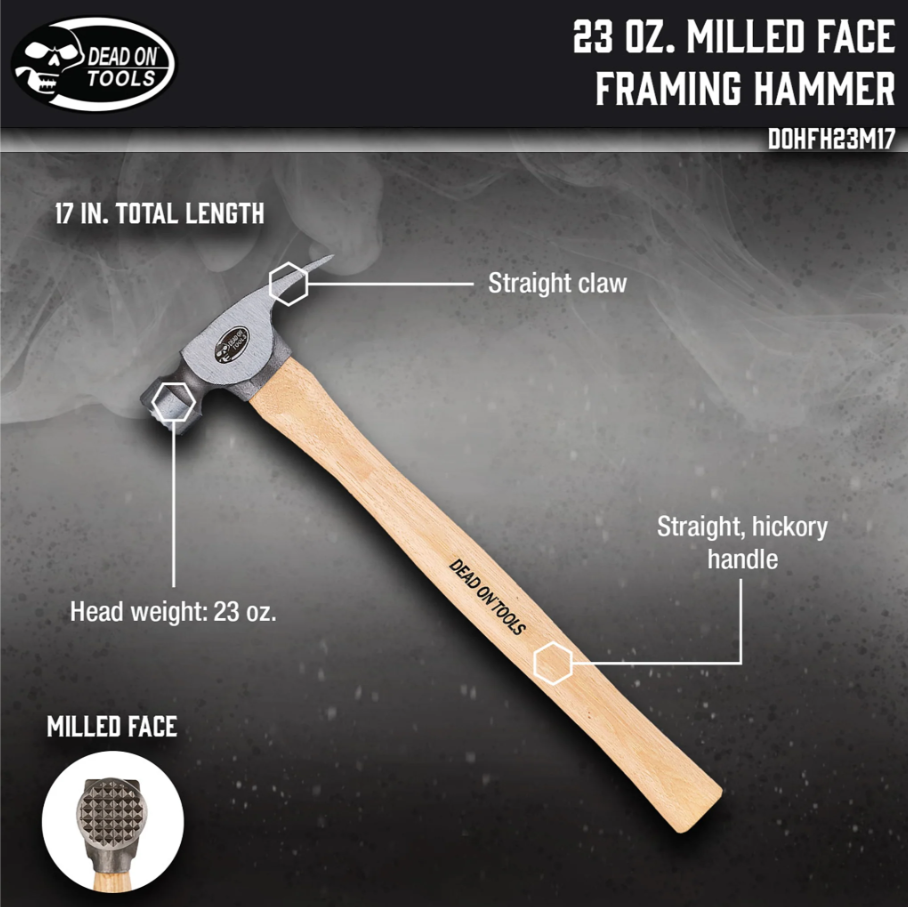 Dead on Tools | 23oz. Milled Face Framing Hammer