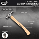 Dead on Tools | 23oz. Milled Face California Framing Hammer - Dead on ToolsTF Tools Ltd