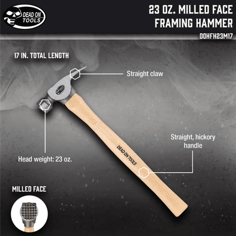 Dead on Tools | 23oz. Milled Face Framing Hammer - Dead on ToolsTF Tools Ltd