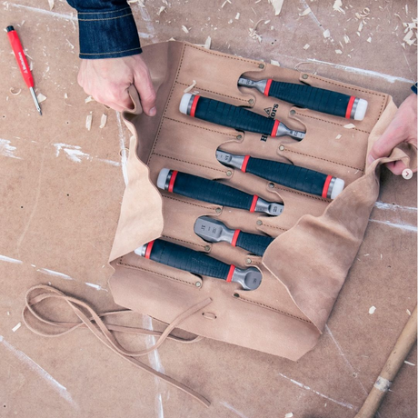 Hultafors | Heavy-Duty Chisel Set & Leather Roll (40, 32, 25, 20mm)