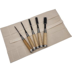 Asahi | 5 Piece Japanese Chisel Set & Roll - AsahiTF Tools Ltd