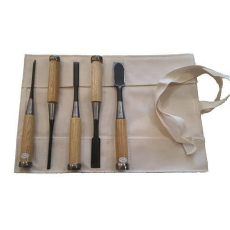 Asahi | 5 Piece Japanese Chisel Set & Roll - AsahiTF Tools Ltd