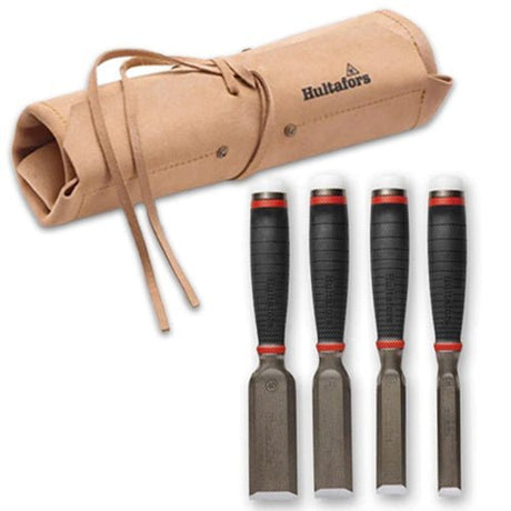 Hultafors | Heavy - Duty Chisel Set & Leather Roll (40, 32, 25, 20mm) - HultaforsTF Tools Ltd
