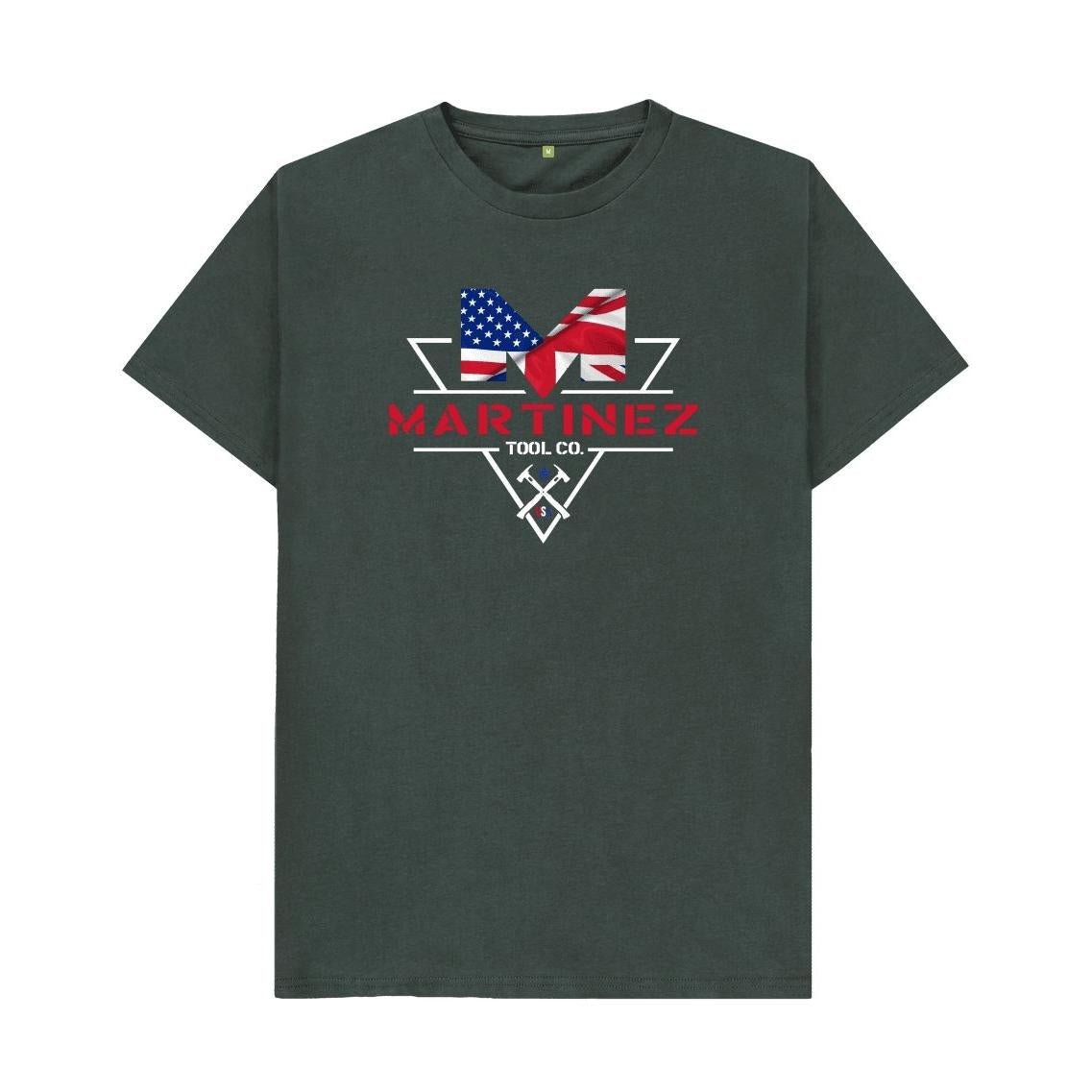 Martinez Tools | UK USA Charcoal 100% Organic Cotton Tshirt - TF ToolsTF Tools Ltd
