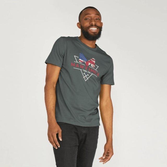 Martinez UK USA Charcoal 100% Organic Cotton Tshirt - TF ToolsTF Tools Ltd